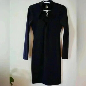 Long sleeve midi black dress